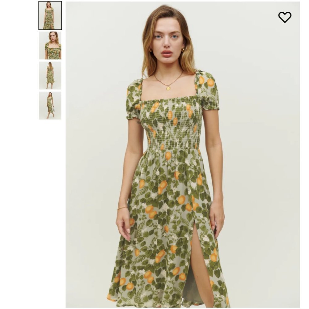 Reformation Inka Dress in Orange Grove - Picture 2 of 14